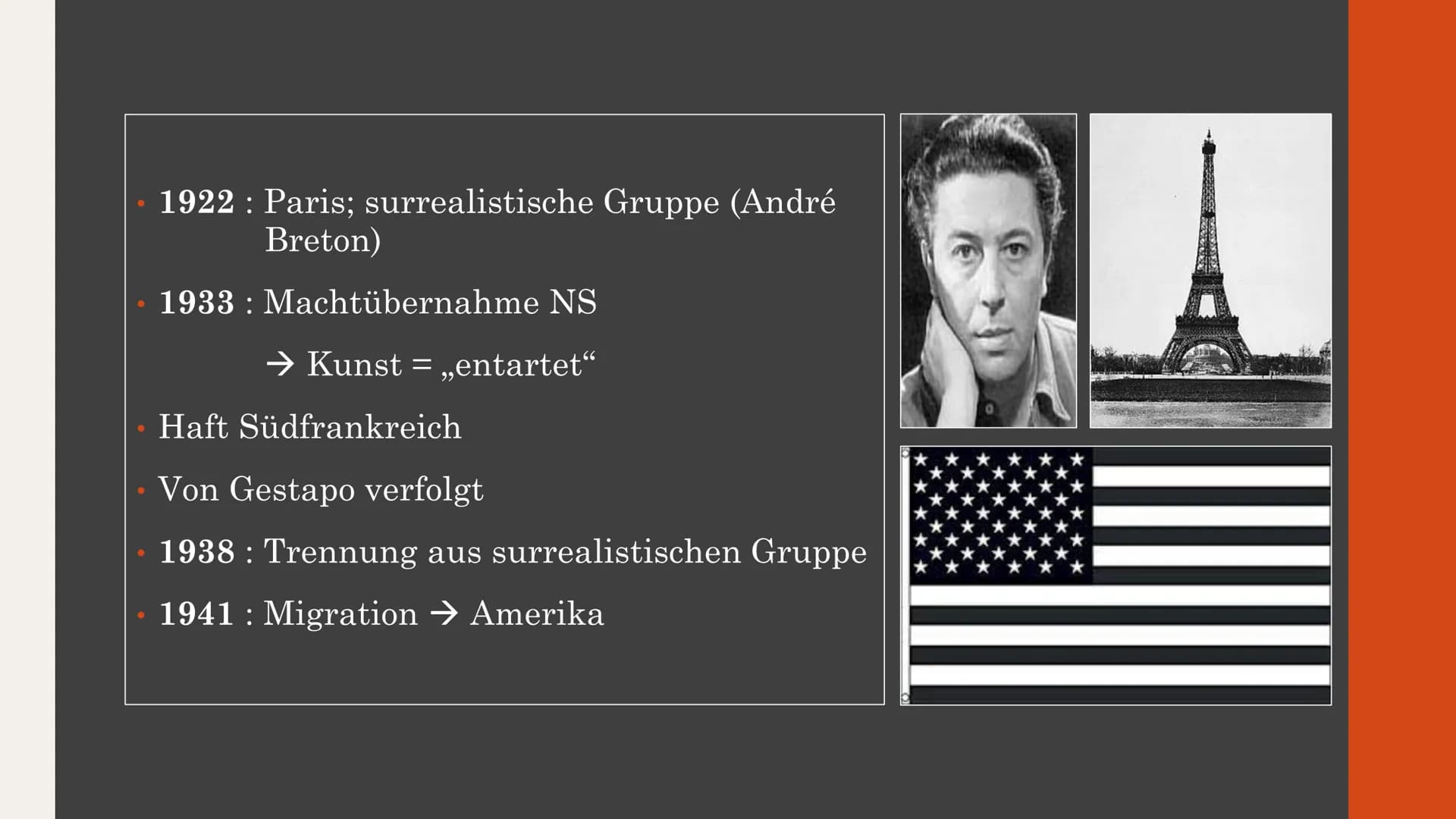 Max Ernst
und
seine Kunst
Von Amelie und Liv
Q2 Kunst GK - Frau Lainck Inhalt
1. Kurzbiografie Max Ernst
2. Kunstwerke
3.
2.1
• 2.2
●
• 2.3
