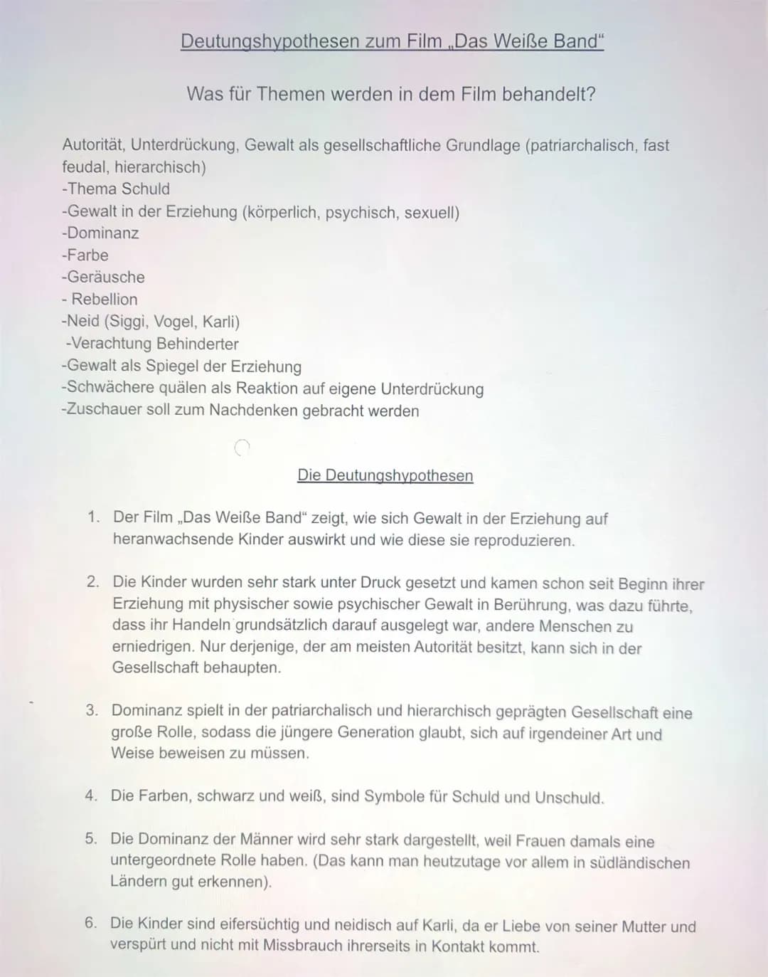 Das weiße Band: Zusammenfassung, Interpretation und Analyse