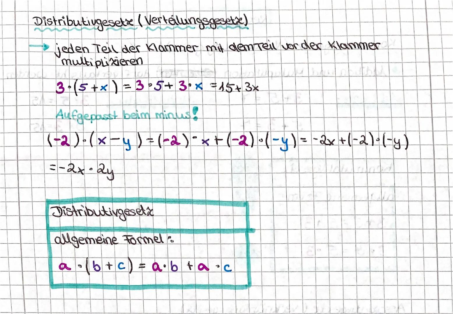 Rechengesetze

Kommutativgesetz (Vertauschungsgesetz)

- Addition und Multiplikation (Zahlen) darf vertauscht werden

Addition:
3+5=7
5+3=7
