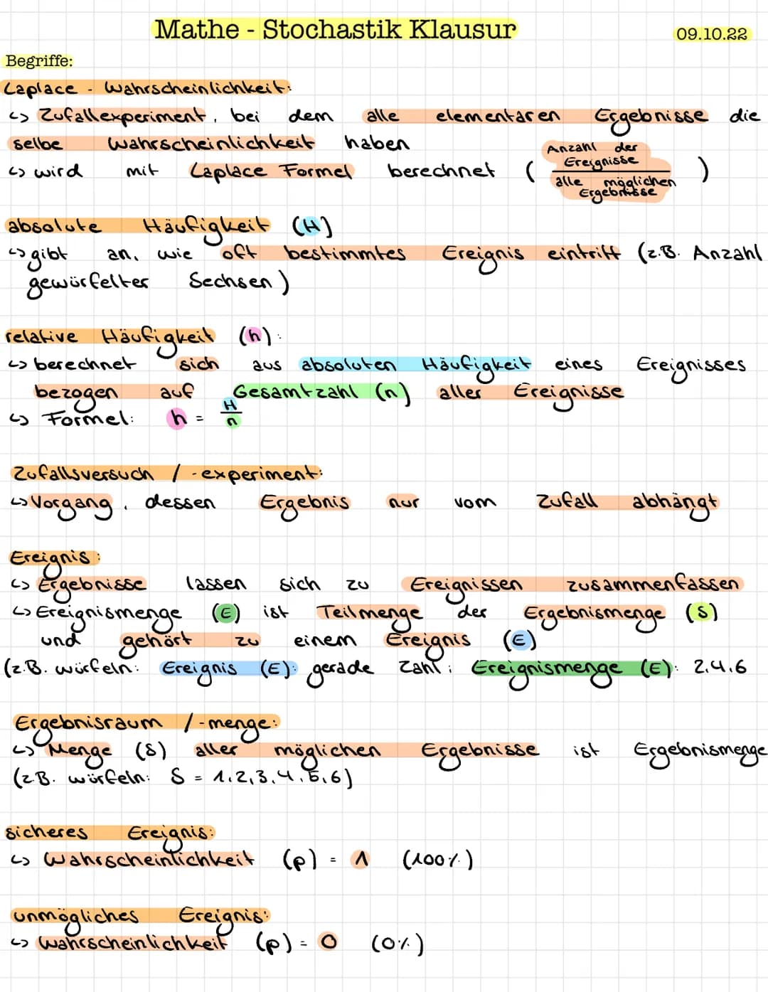 Begriffe:
Laplace
<> Zufall experiment, bei
selbe
<> wird
Mathe - Stochastik Klausur
wahrscheinlichkeit:
wahrscheinlichkeit
mit
دے
absolute 