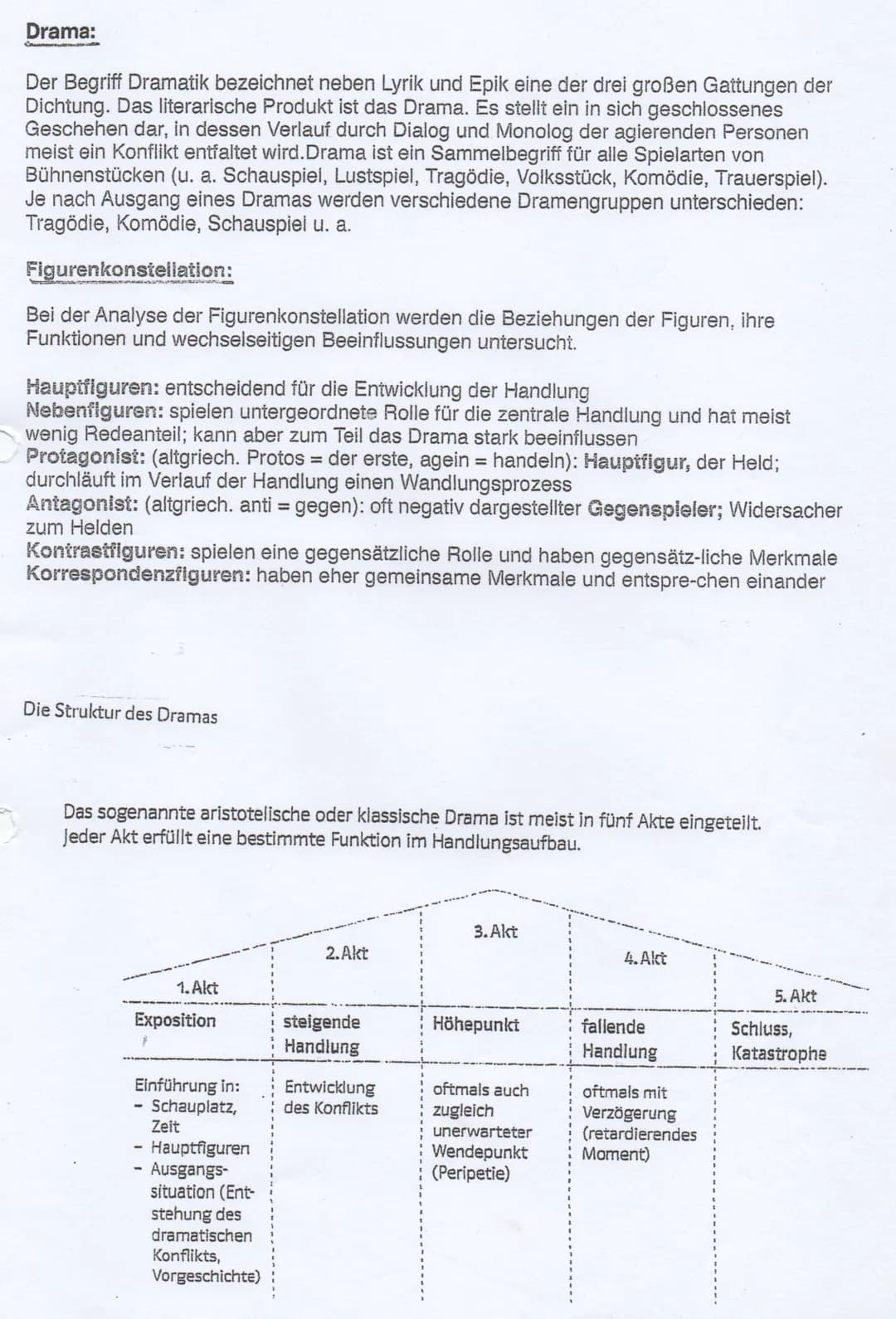 Drama:
Der Begriff Dramatik bezeichnet neben Lyrik und Epik eine der drei großen Gattungen der
Dichtung. Das literarische Produkt ist das Dr