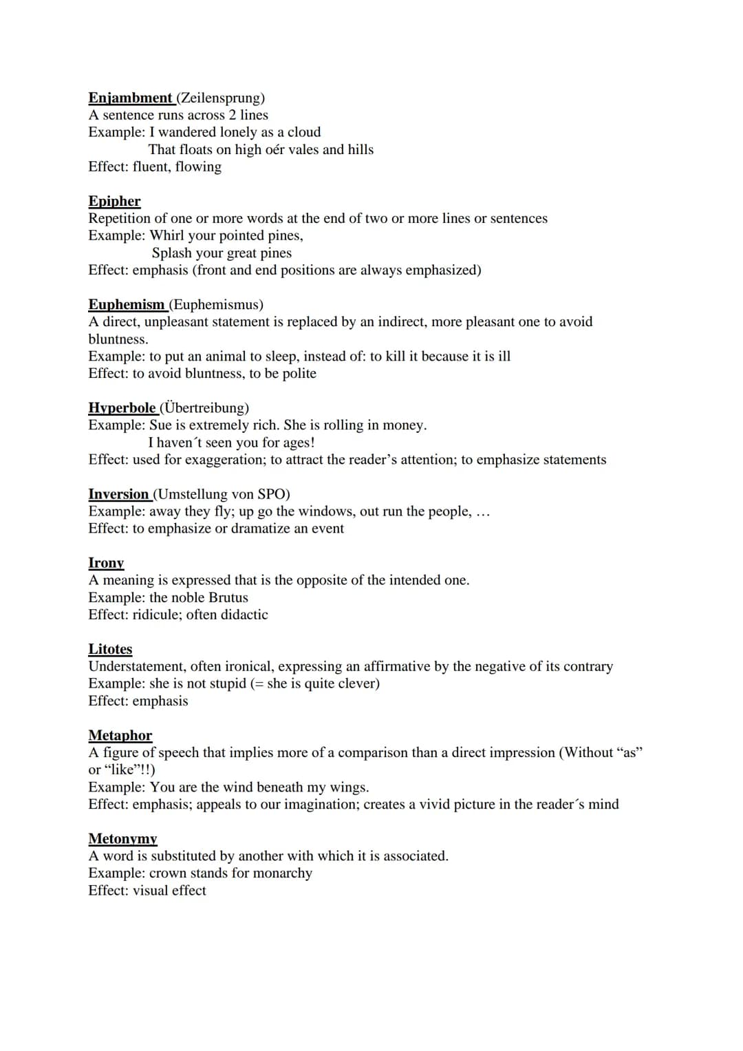 Stylistic Devices / Literary Terms
Alliteration (Alliteration, Stabreim)
Repetition of consonant sounds at the beginning of neighbouring wor