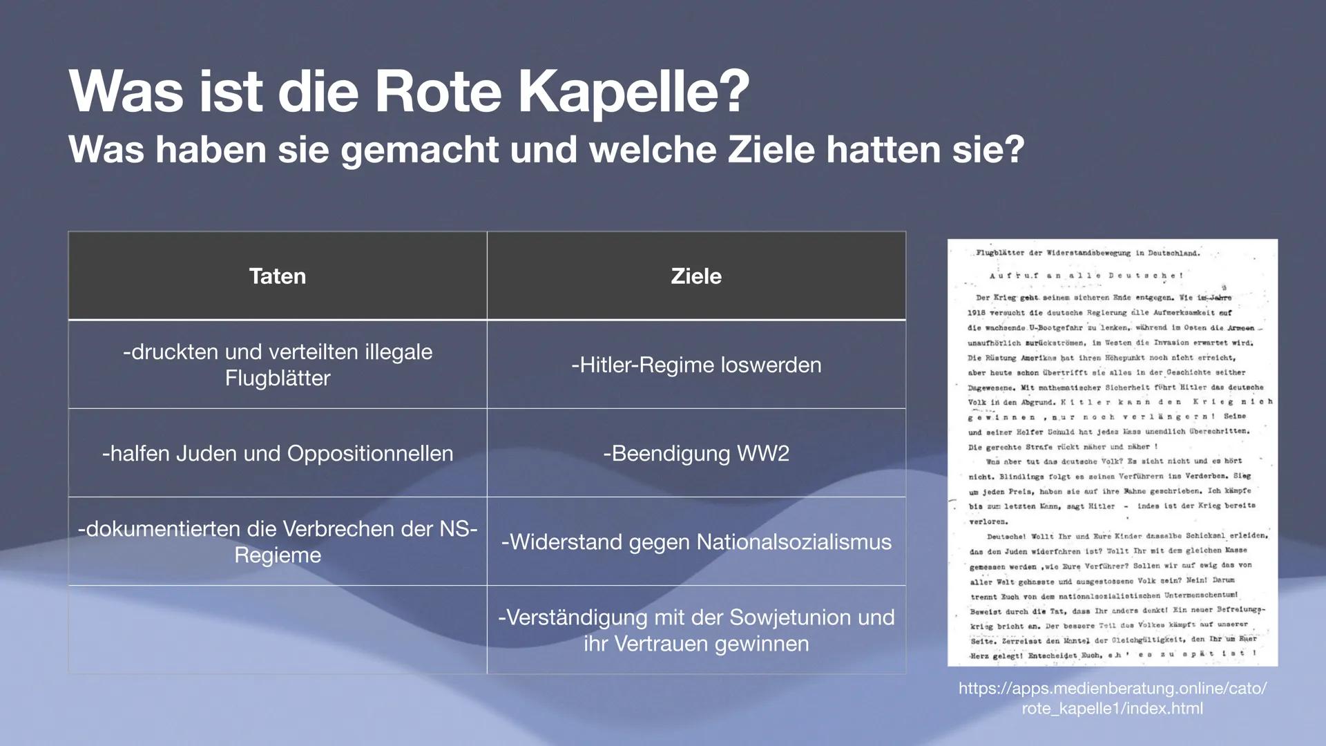 Die Rote Kapelle
Widerstand in Deutschland
Liv Dessel 10a Was ist die ,,Rote Kapelle"? Was ist die Rote Kapelle?
Kurze Zusammenfassung
Fahnd