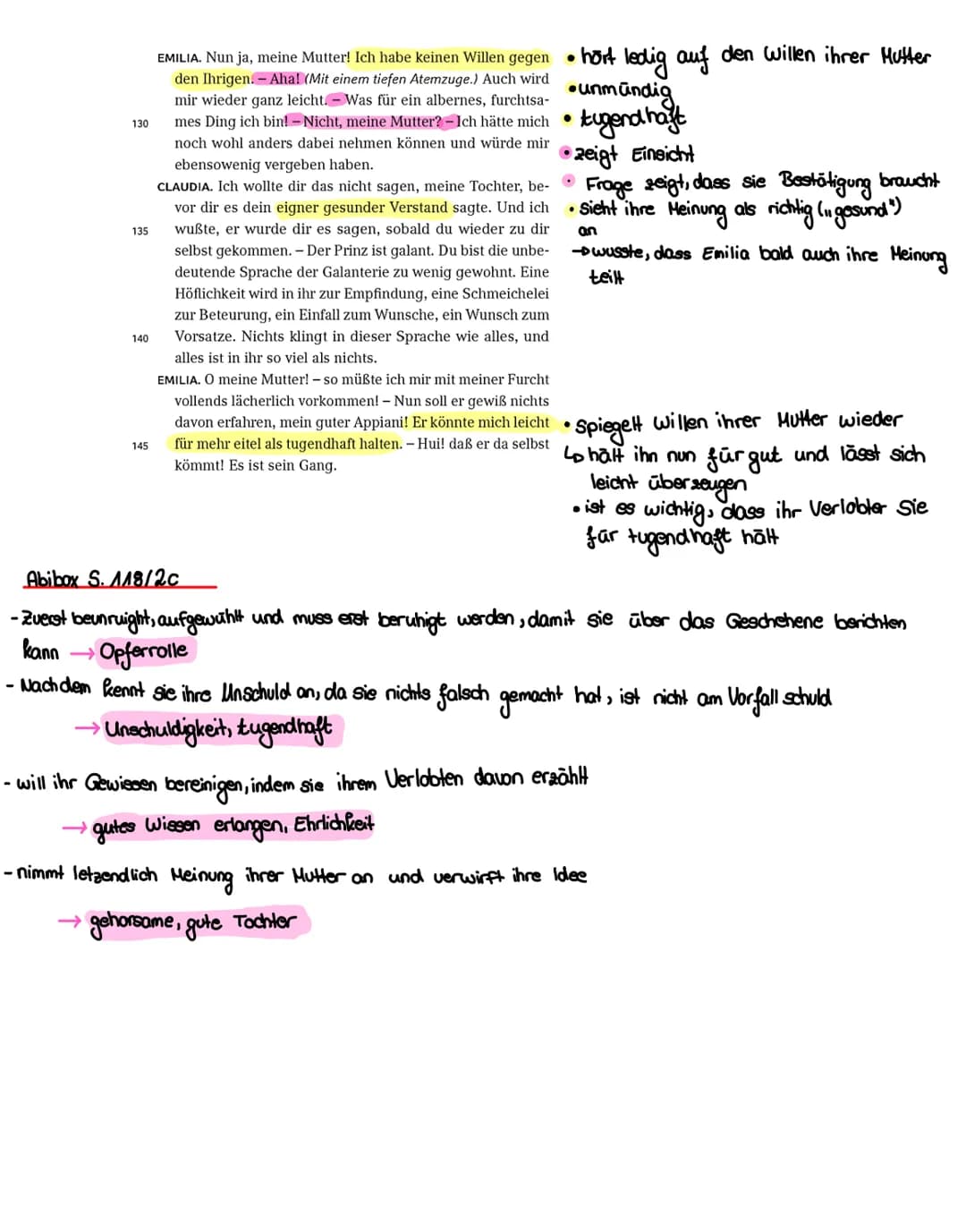 Charakterisierung von Figuren im Gespräch - Auszug aus Lessings ,,Emilia Galotti"
AbiBox S. 114-118, S. 118 Nr. 2a, b, c
Emilia Galotti (177