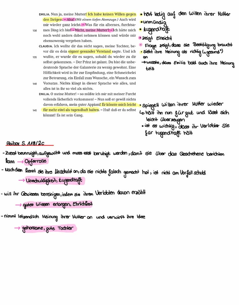 Charakterisierung von Figuren im Gespräch - Auszug aus Lessings ,,Emilia Galotti"
AbiBox S. 114-118, S. 118 Nr. 2a, b, c
Emilia Galotti (177