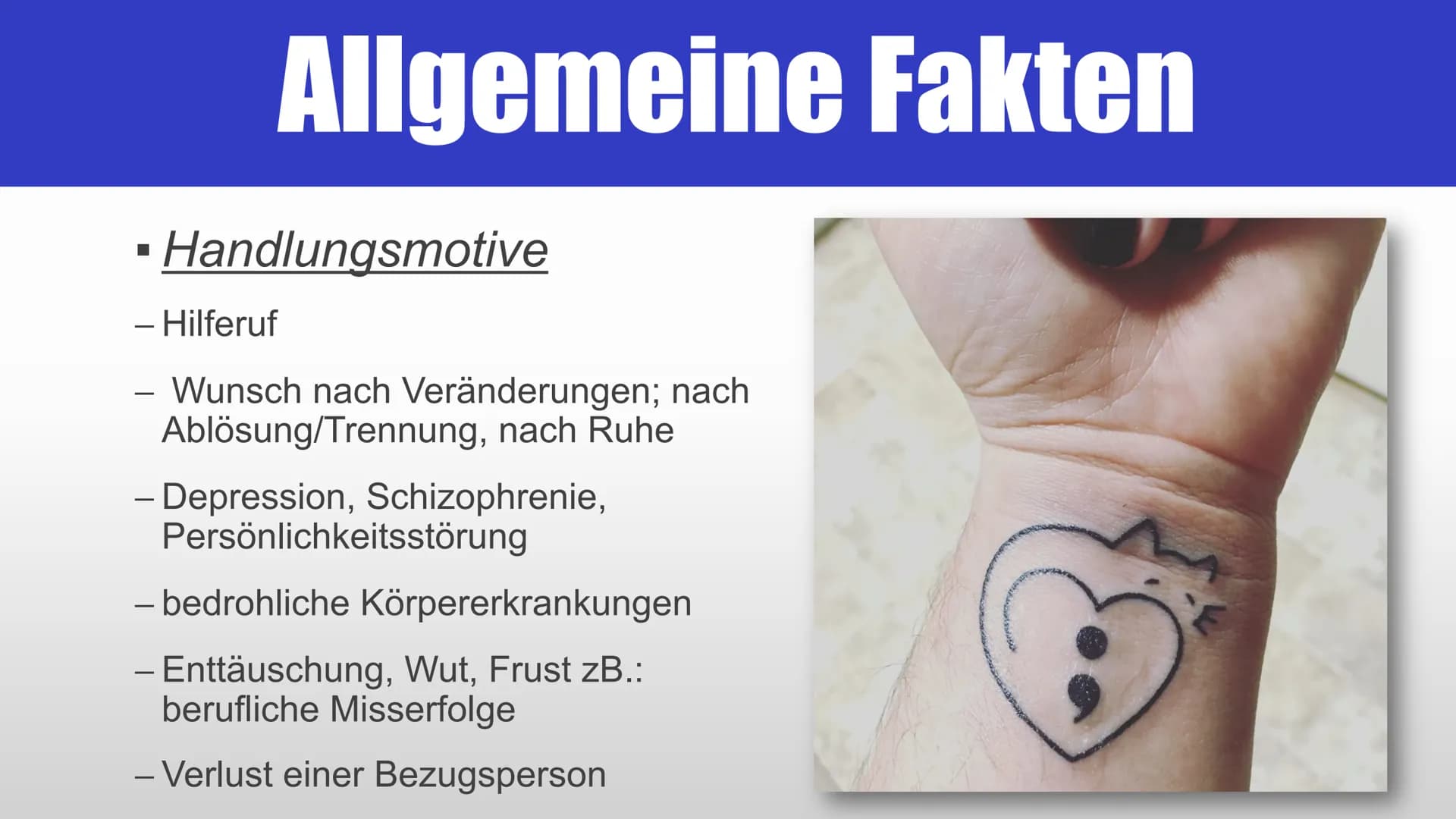SUIZID
EIN
UNTERSCHÄTZTES
PROBLEM?
whate ■
■
■
■
Suizidversuche in Deutschland
Suizidraten - Weltkarte
Verherrlichung ?!
▪ 2 Personen
■
■
Gl