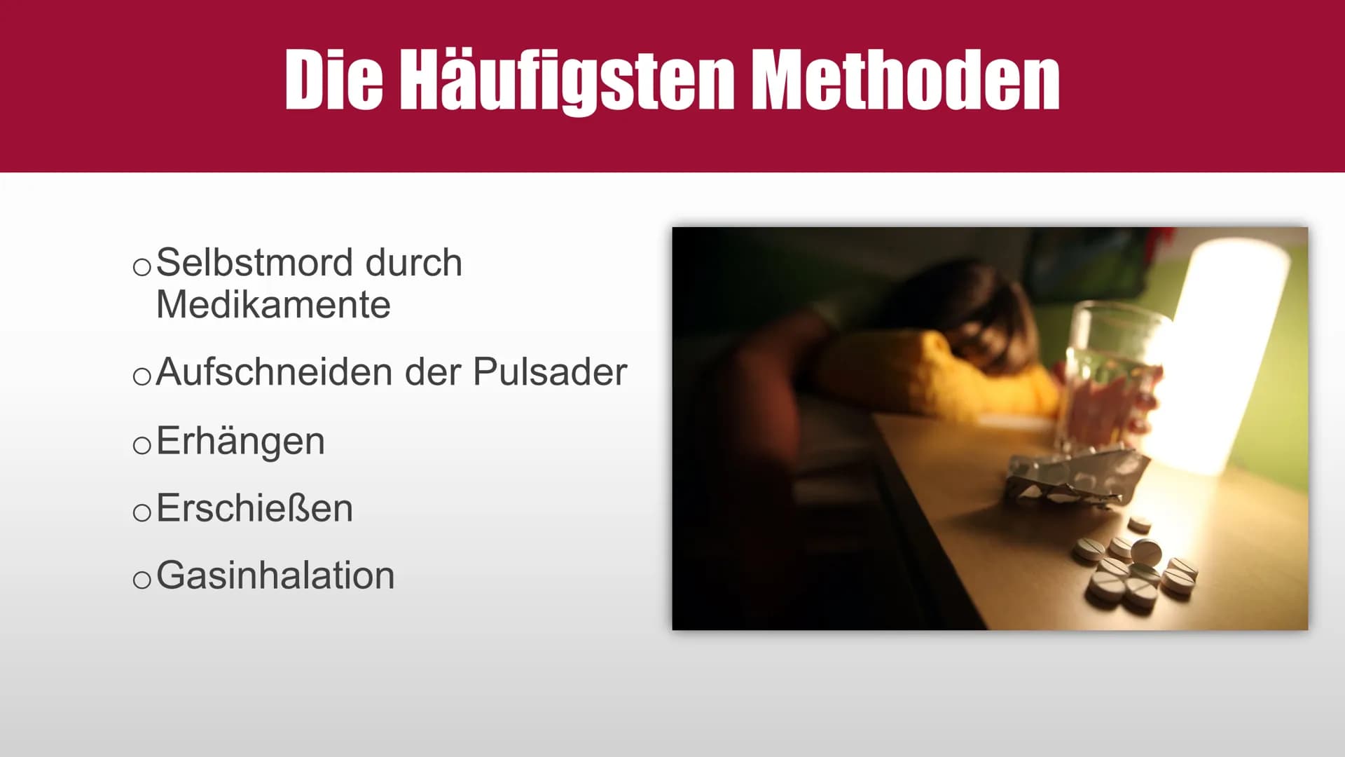 SUIZID
EIN
UNTERSCHÄTZTES
PROBLEM?
whate ■
■
■
■
Suizidversuche in Deutschland
Suizidraten - Weltkarte
Verherrlichung ?!
▪ 2 Personen
■
■
Gl