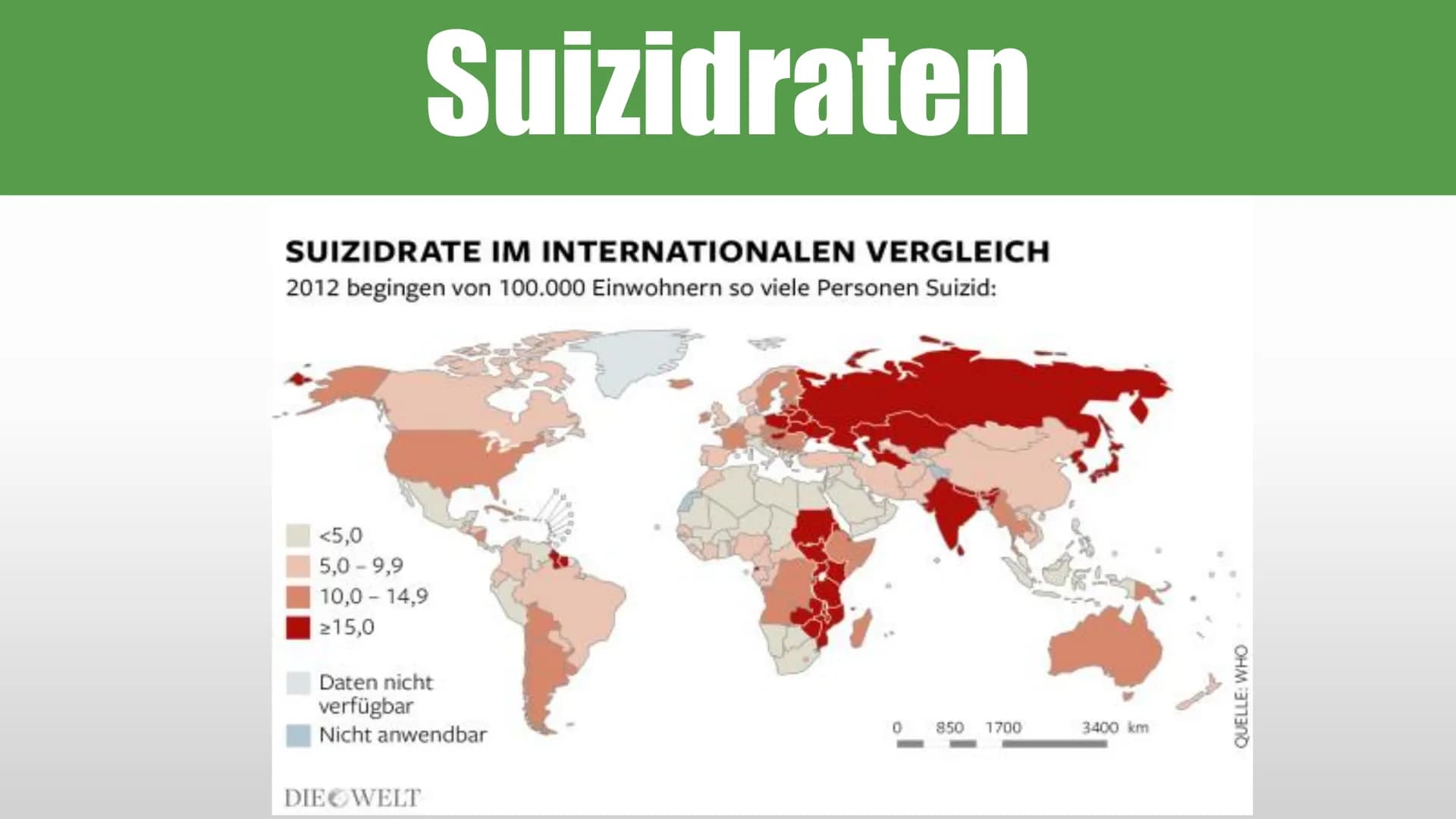 SUIZID
EIN
UNTERSCHÄTZTES
PROBLEM?
whate ■
■
■
■
Suizidversuche in Deutschland
Suizidraten - Weltkarte
Verherrlichung ?!
▪ 2 Personen
■
■
Gl