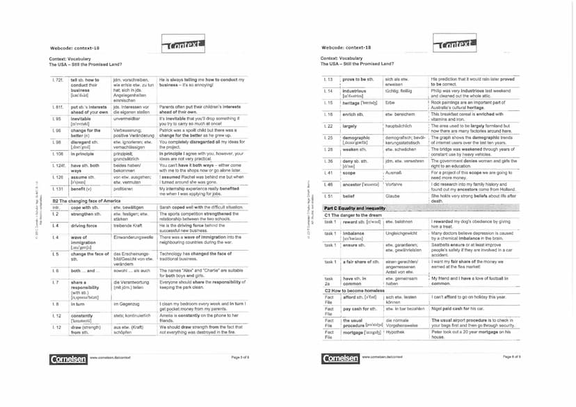 a un
Webcode: context-18
Context: Vocabulary
The USA - Still the Promised Land?
Lead-in
task 1a
task 1a
task 1b access sth. ['ækses]
task 2c