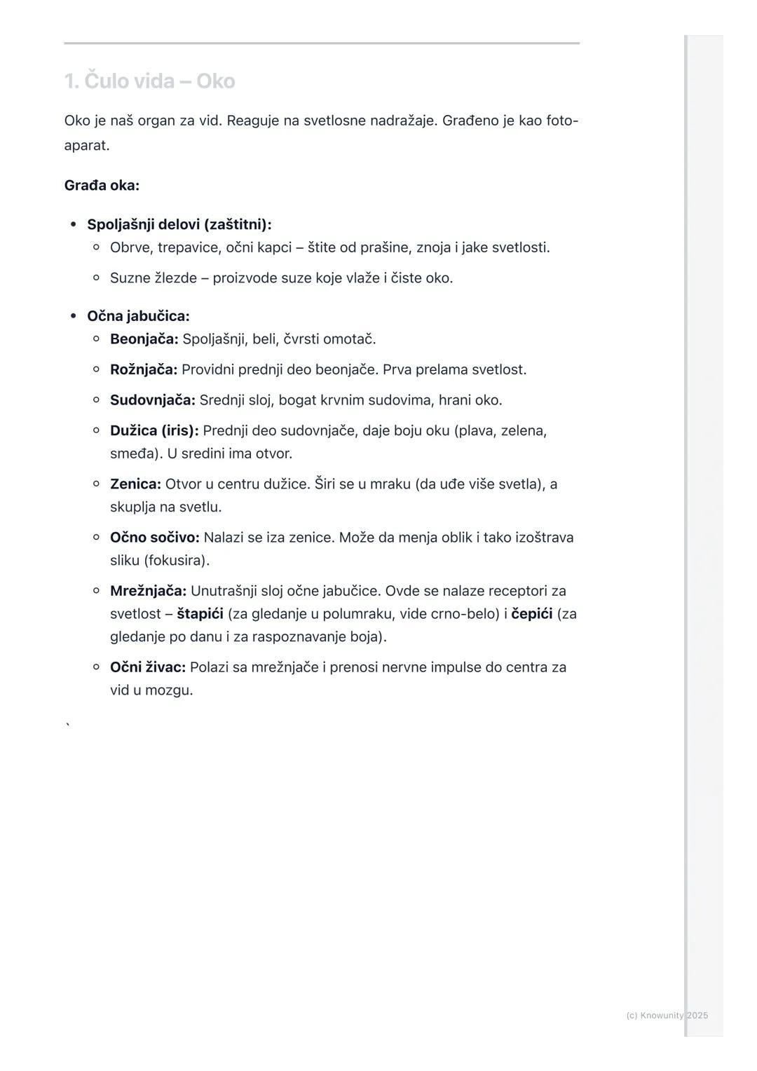 # Čula

Uvod u čula

Čula nam omogućavaju da primamo informacije iz spoljašnje sredine. To su
naši "prozori u svet". Preko njih vidimo, čuje