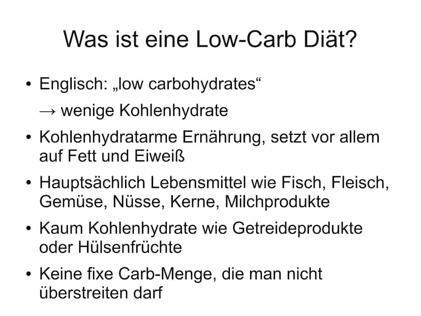 Low Carb Diät Was ist eine Low-Carb Diät?
Wie hilft Low-Carb beim Abnehmen?
Spezielle Formen der Low-Carb Diät
• Verbotene und erlaubte Lebe