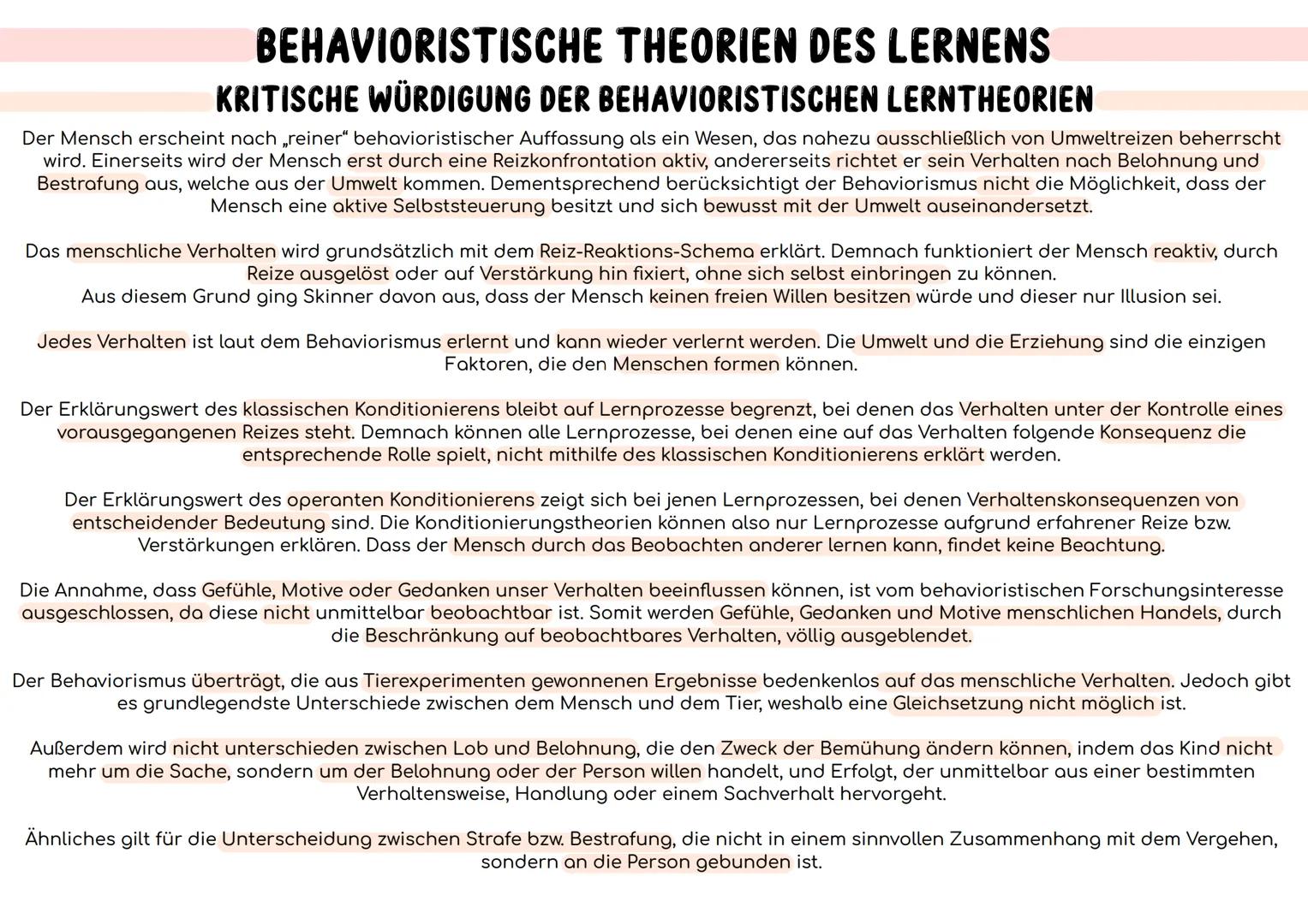 BEHAVIORISTISCHE THEORIEN DES LERNENS
MENSCHENBILD
DAS BEHAVIORISTISCHE MENSCHENBILD
Der Mensch ist ein Wesen, das nahezu ausschließlich von