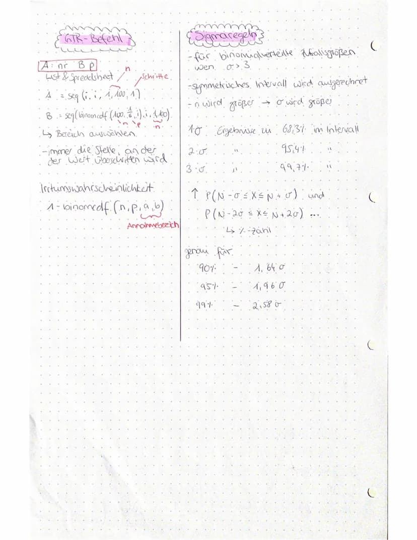 Stochastik
Themen:
-Lage parameter
-Streuungsparameter
-Zufalls versuche.
-Binominalkoeffizient
-Bernoulliversuch / ketten.
-kumulierte Bino