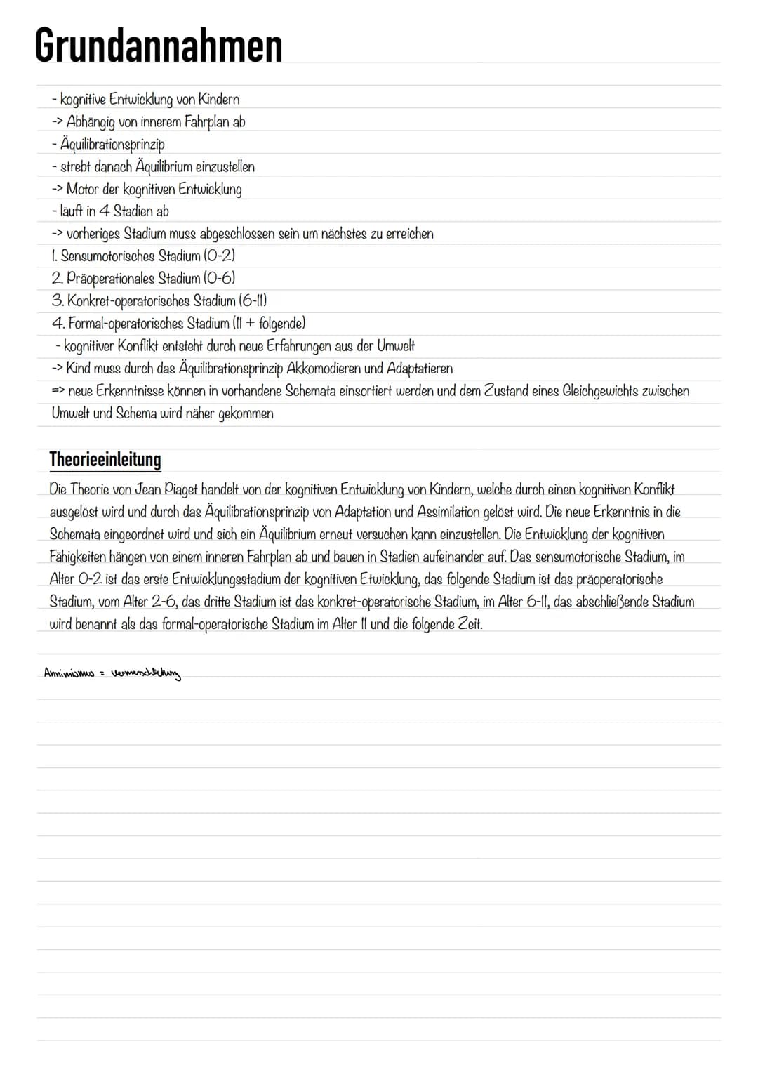 
<h2 id="grundannahmen">Grundannahmen</h2>
<p>Die Theorie von Jean Piaget handelt von der kognitiven Entwicklung von Kindern, die durch eine