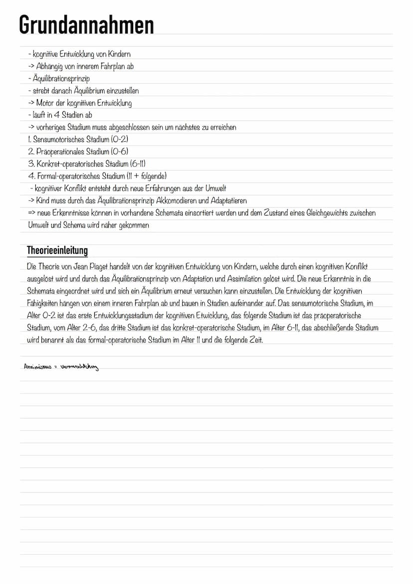 
<h2 id="grundannahmen">Grundannahmen</h2>
<p>Die Theorie von Jean Piaget handelt von der kognitiven Entwicklung von Kindern, die durch eine