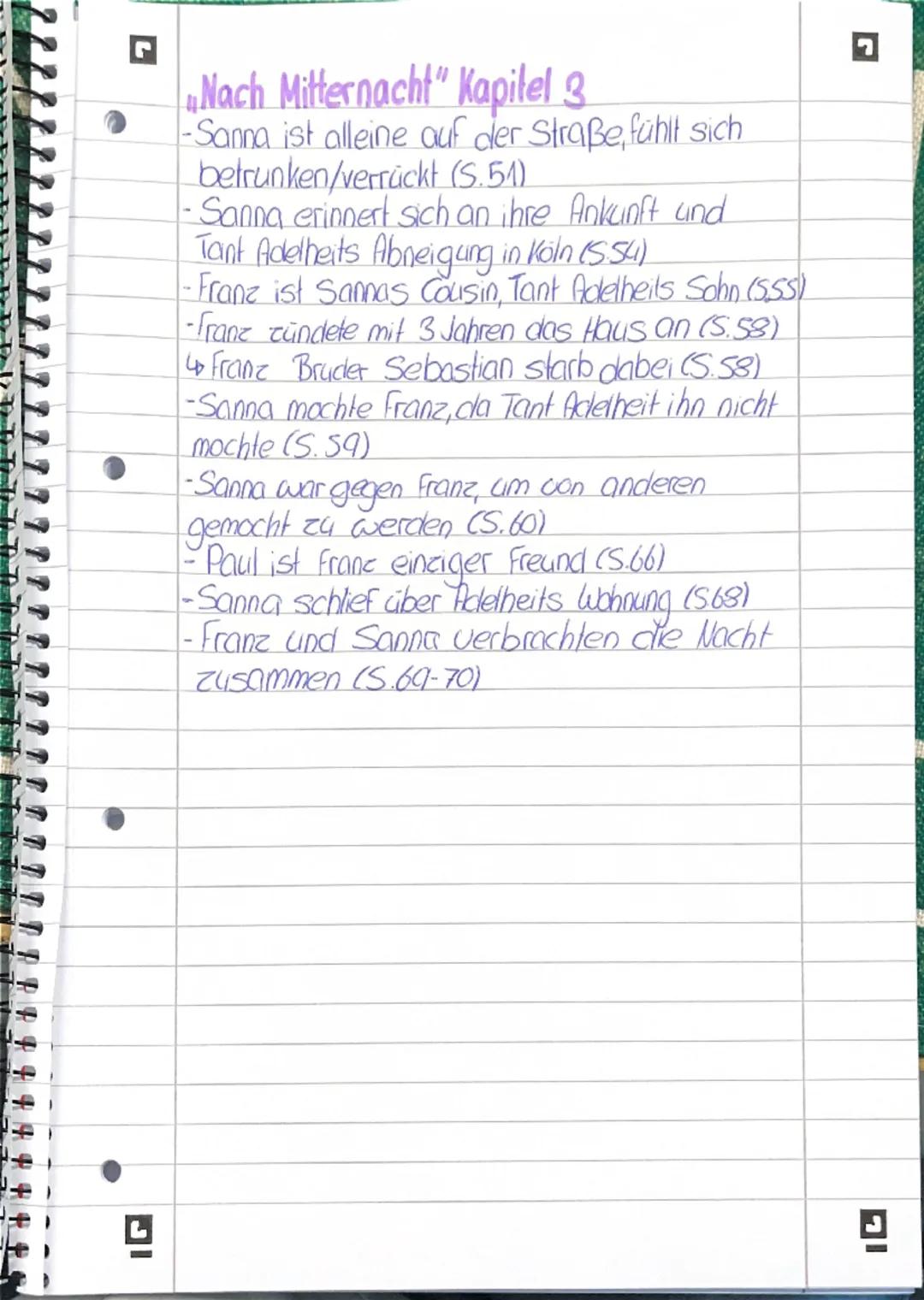 # Nach Mitternacht" Kapitel 3

- Sanna ist alleine auf der Straße, fühlt sich
betrunken/verrückt (S.51)
- Sanna erinnert sich an ihre Ankunf