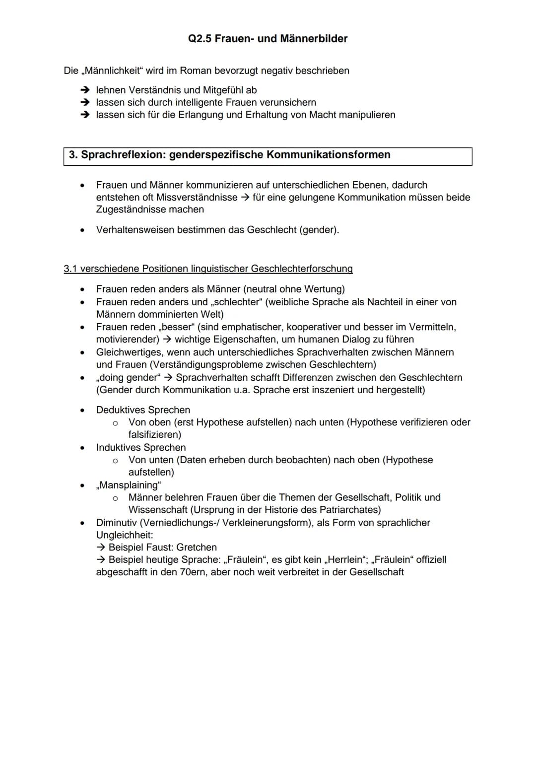 1. Frauen- und Männerbilder in der Literatur
Q2.5 Frauen- und Männerbilder
1.1 Begriffe
Patriarchat (Vaterherrschaft) → Gesellschaftsordnung