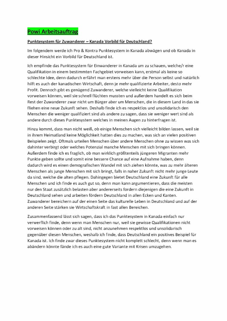 Know Stellungnahme zum Punktesystem für Migranten in Kanada  thumbnail