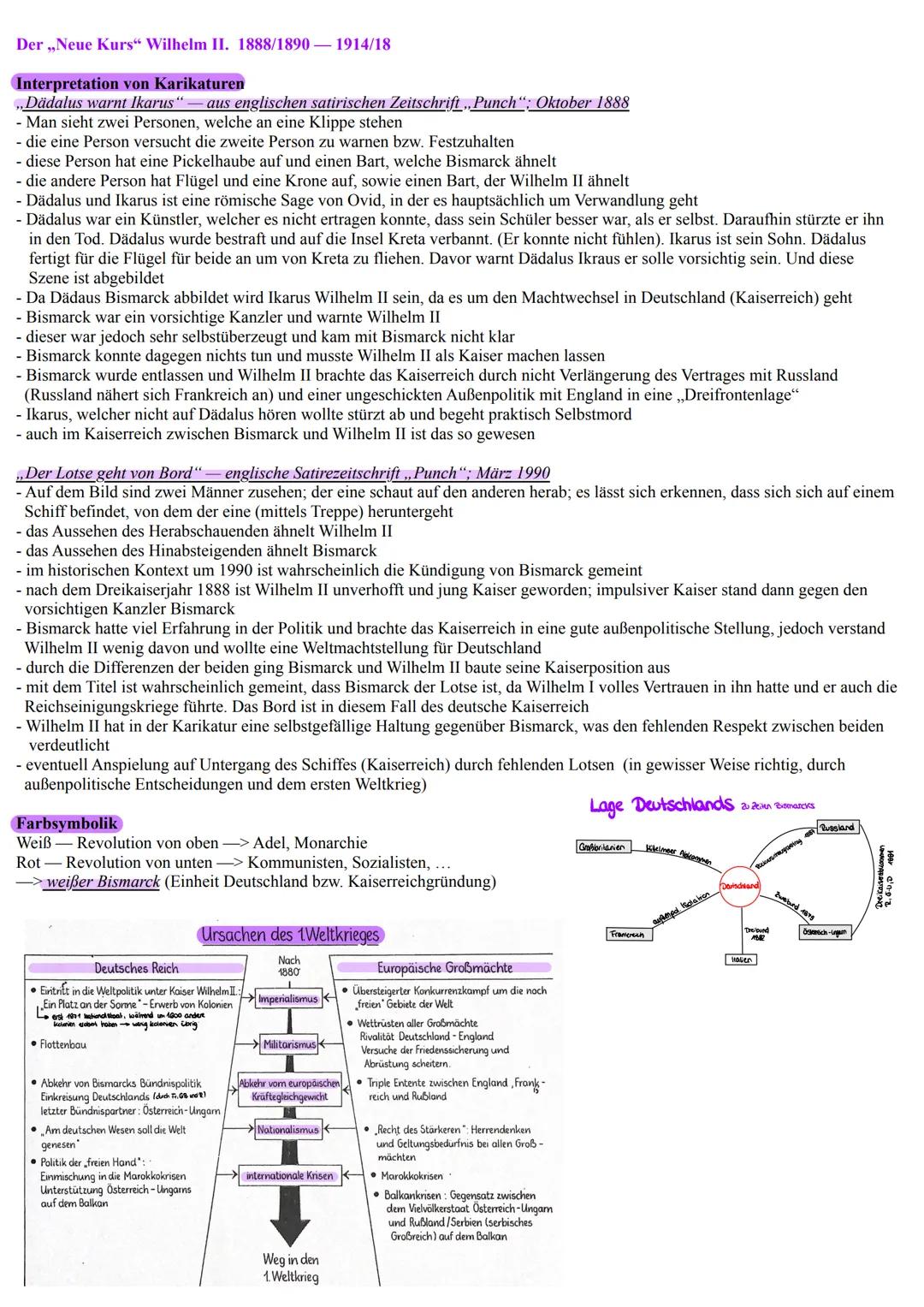 Militarismus und Nationalismus im Kaiserreich
Rolle Kaiser Wilhelm II und wilhelminisches Zeitalter
- Tod Wilhelm I 1888, Nachfolger Friedri