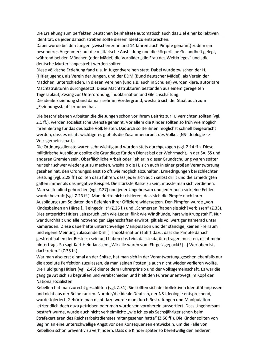 Erziehung im Nationalsozialismus
Vorgegebener Text
Auszug aus einem Zeitzeugenbericht - Eine Welt brach zusammen - Karl-Heinz Janssen
Der Jo