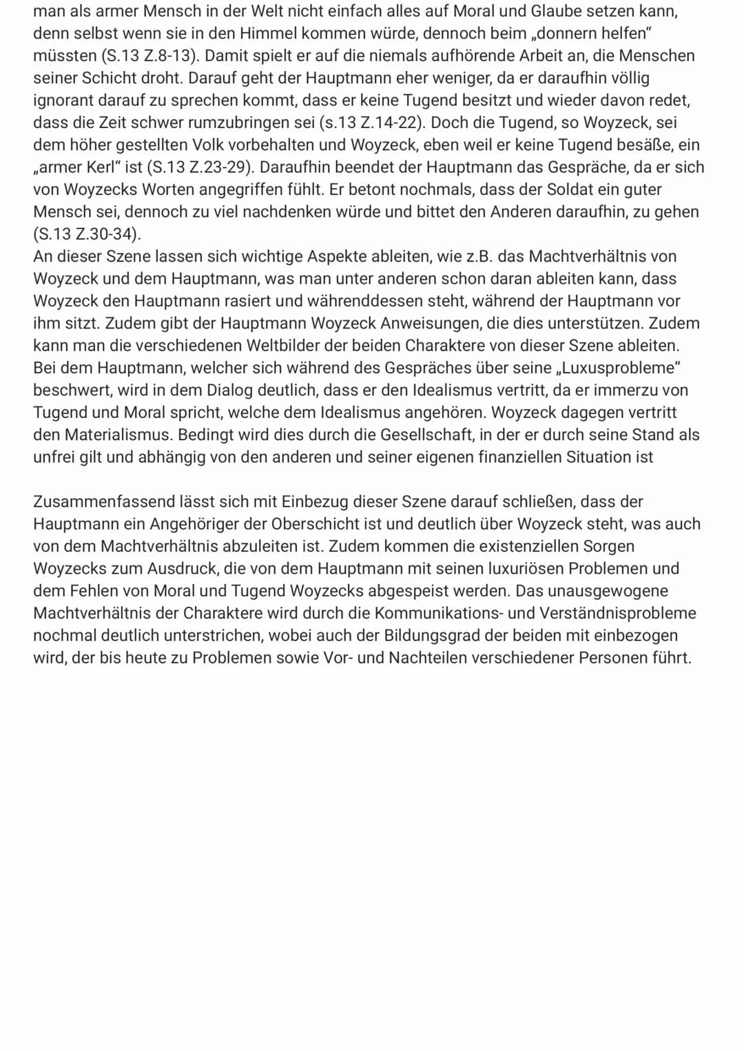 In der fünften Szene ,,Der Hauptmann. Woyzeck" aus Georg Büchners Werk ,,Woyzeck" von
1967 geht es um die Beziehung zwischen Woyzeck und sei