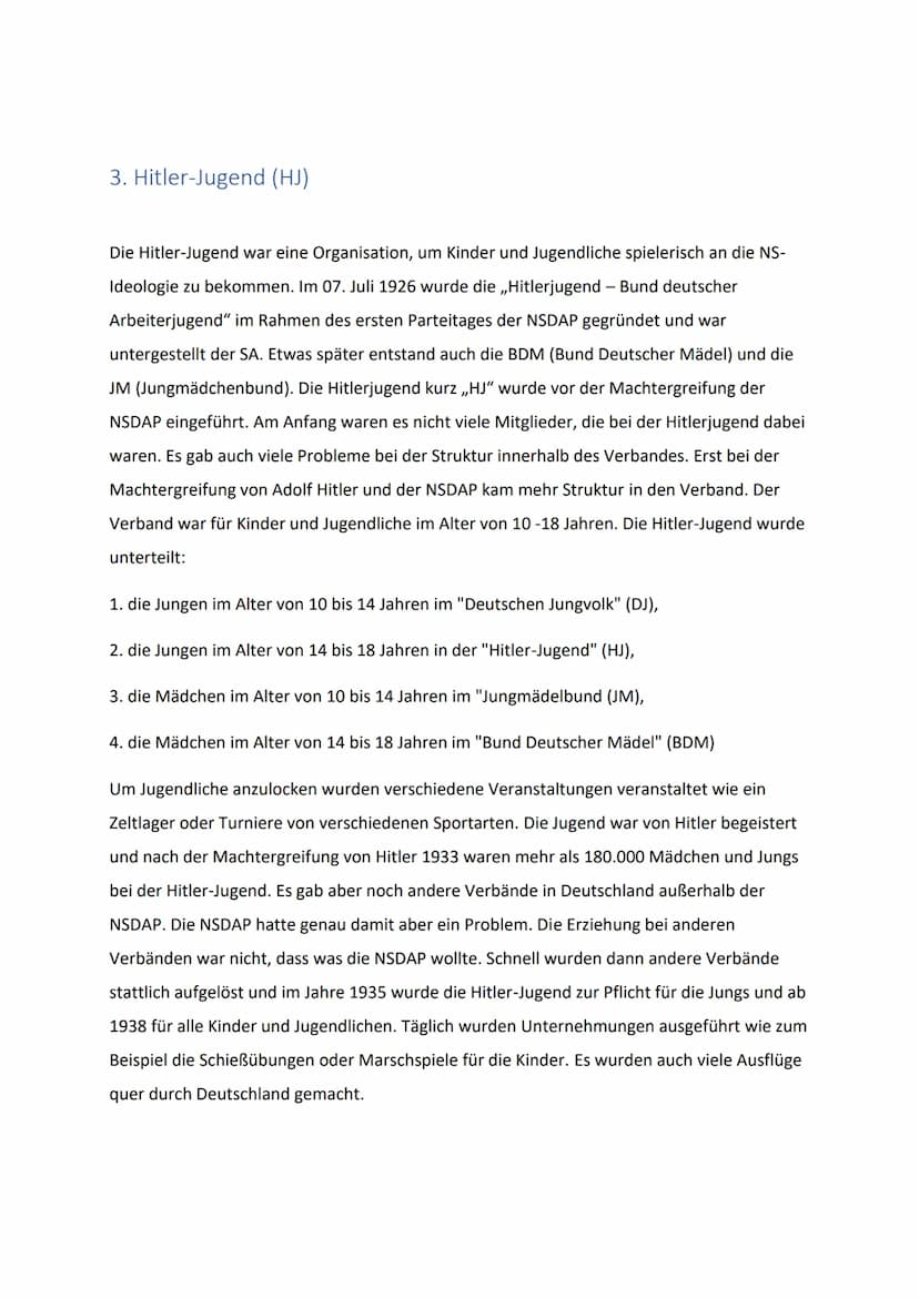 
<h2 id="einleitung">Einleitung</h2>
<p>Die Jugend im Dritten Reich war von großer Bedeutung für die nationalsozialistische Ideologie und wu