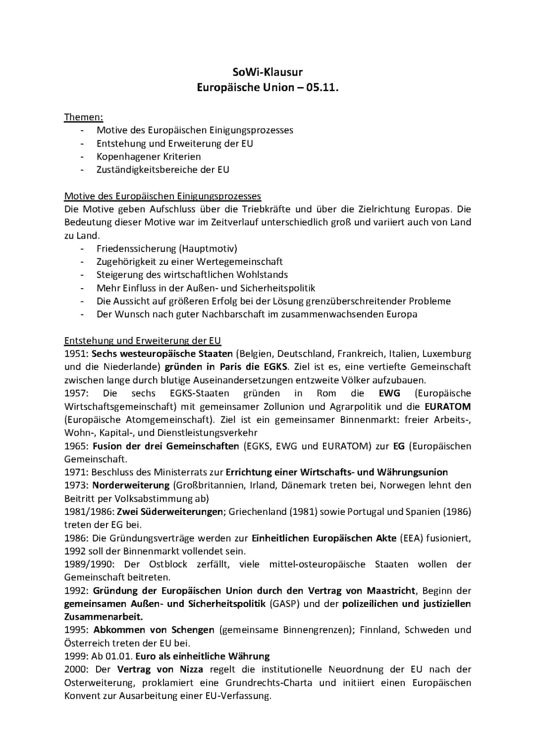 Europäischer Einigungsprozess und Geschichte der EU: Einfache Zusammenfassung
