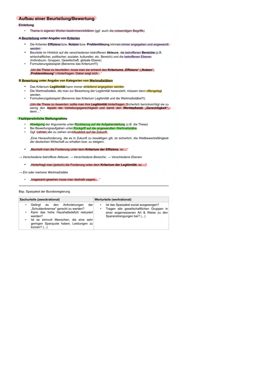Aufbau einer Beurteilung/Bewertung
Einleitung
Thema in eigenen Worten bestimmen/erklären (ggf. auch die notwendigen Begriffe)
A Beurteilung 