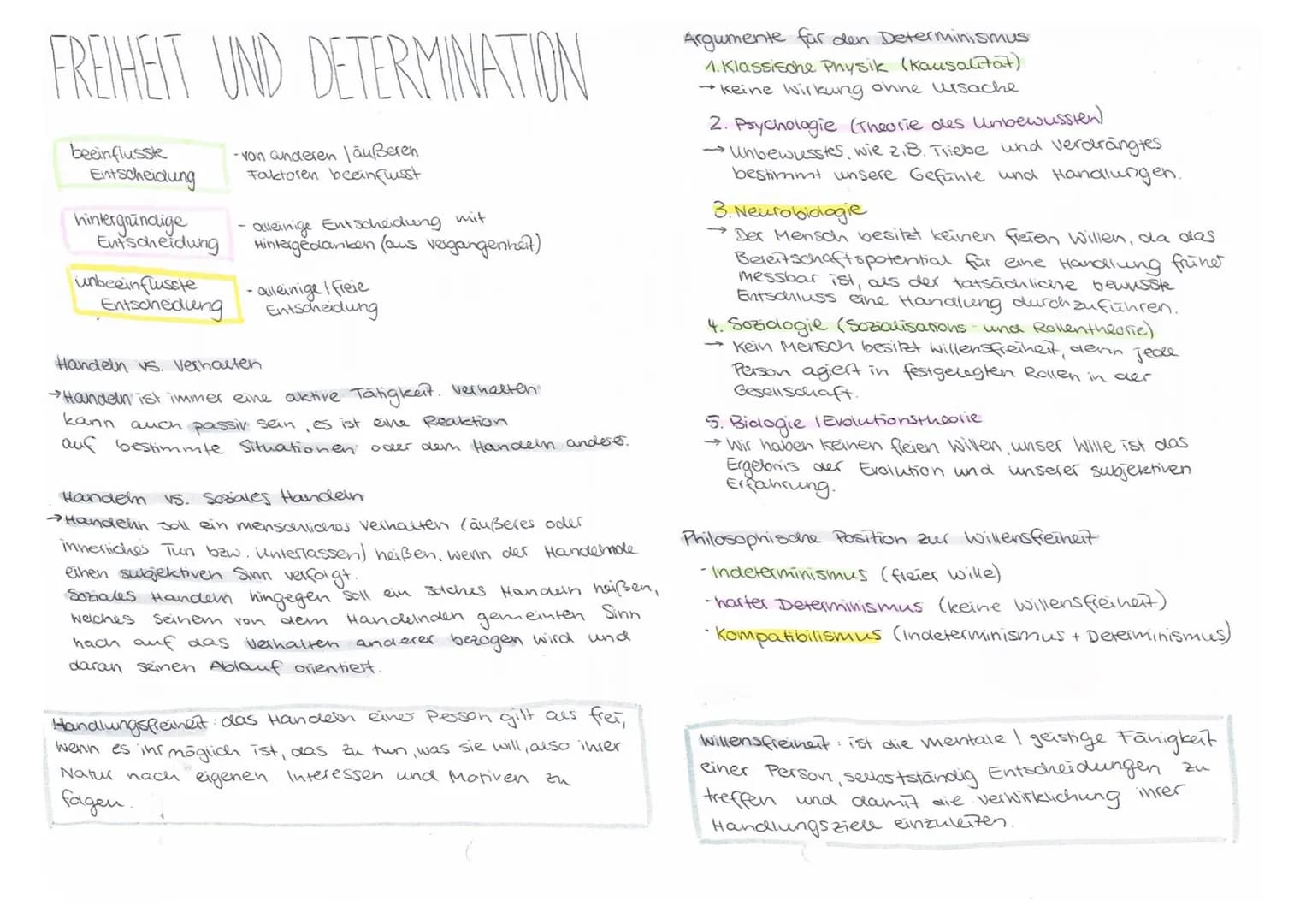 FREIHEIT UND DETERMINATION
beeinflusste
Entscheidung
- von anderen läußeren
Faktoren beeinflusst
hintergründige
Entscheidung
unbeeinflusste
