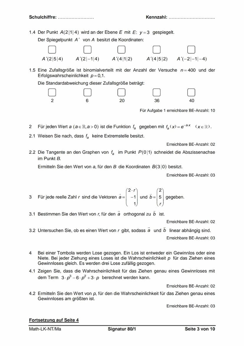 Sächsisches Staatsministerium
für Kultus
Schuljahr 2018/19
Schriftliche Abiturprüfung
Leistungskursfach Mathematik
Geltungsbereich:
- allgem