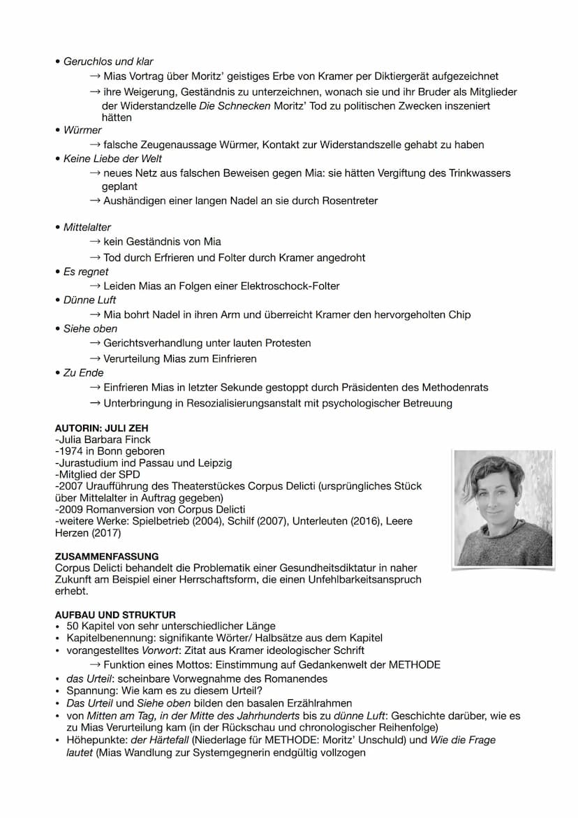 Juli Zeh: Corpus Delicti
INHALT
• Das Vorwort:
→ aus Schrift von Heinrich Kramer →Gesundheit als höchstes Ziel des Menschen
• das Urteil
Bio