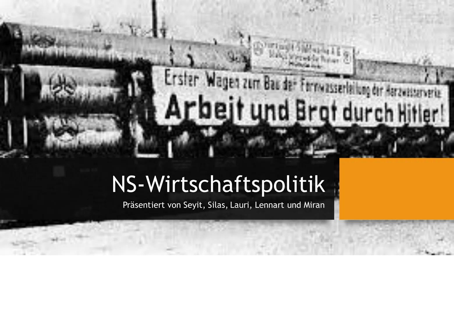 WARE
Erster Wagen zum Bau de Formwasserlailung der Herzwasserverie
Arbeit und Brot durch Hitler!
NS-Wirtschaftspolitik
Präsentiert von Seyit