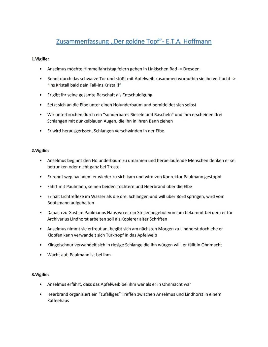 1.Vigilie:
●
●
●
●
●
●
2.Vigilie:
●
.
●
Anselmus möchte Himmelfahrtstag feiern gehen in Linkischen Bad -> Dresden
Rennt durch das schwarze T