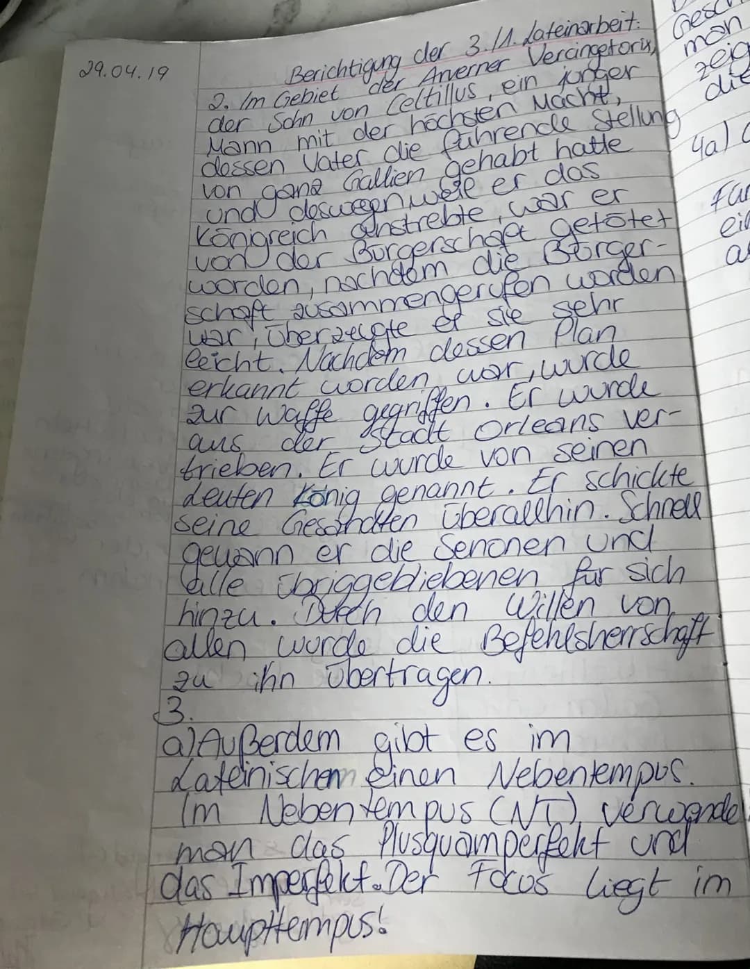 Klassenarbeit Nr. 1
Im Jahre 52 v. hat Cäsar alle freien gallischen Stämme unter die Herrschaft des römischen
Volkes gebracht. Dem jungen ad