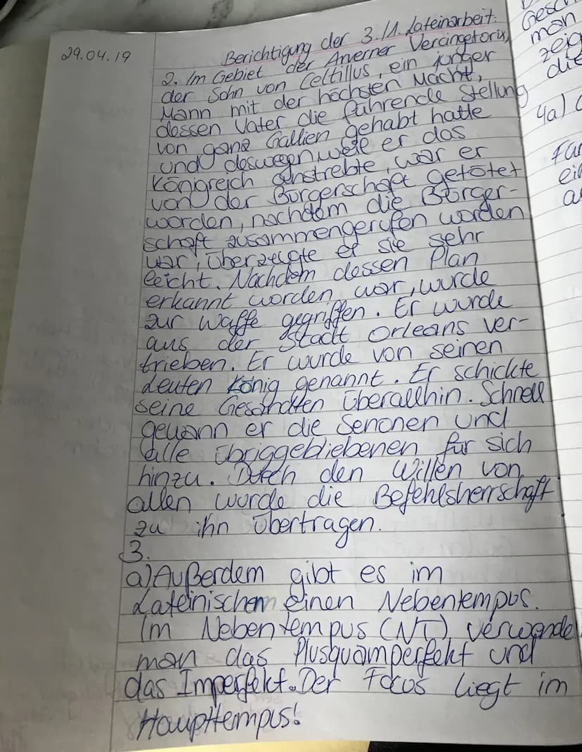 Klassenarbeit Nr. 1
Im Jahre 52 v. hat Cäsar alle freien gallischen Stämme unter die Herrschaft des römischen
Volkes gebracht. Dem jungen ad