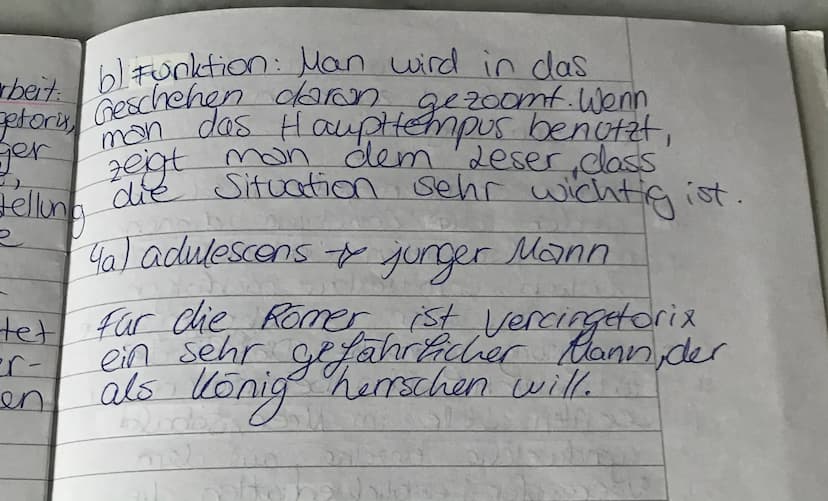 Klassenarbeit Nr. 1
Im Jahre 52 v. hat Cäsar alle freien gallischen Stämme unter die Herrschaft des römischen
Volkes gebracht. Dem jungen ad