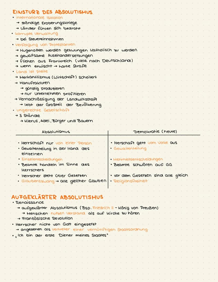 DEFINITION
Regierungsform - absolute Mornachie
→ ein Mensch hat absolute Kontrolle / Herrschaft
→ macht Gesetze für Staat ohne dass man kont