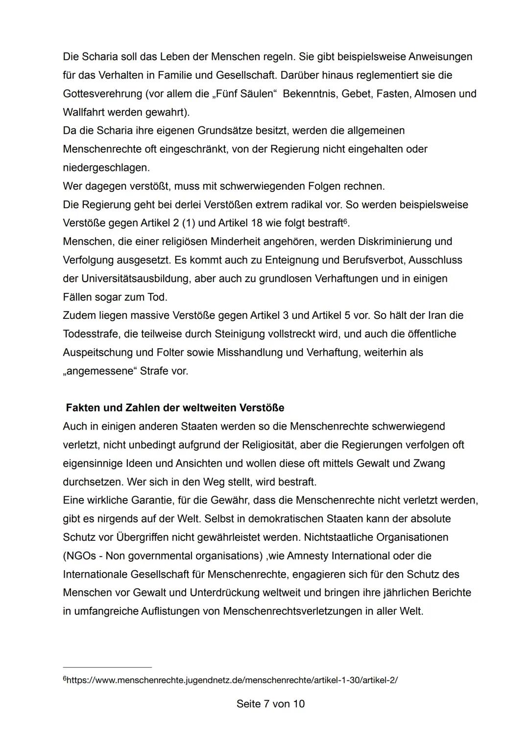 *Name der Schule*
Unterrichtsfach:
Fachlehrer/in:
Schüler/innen:
Abgabedatum:
Menschenrechte und
Menschenrechtsverletzungen weltweit
Seite 1