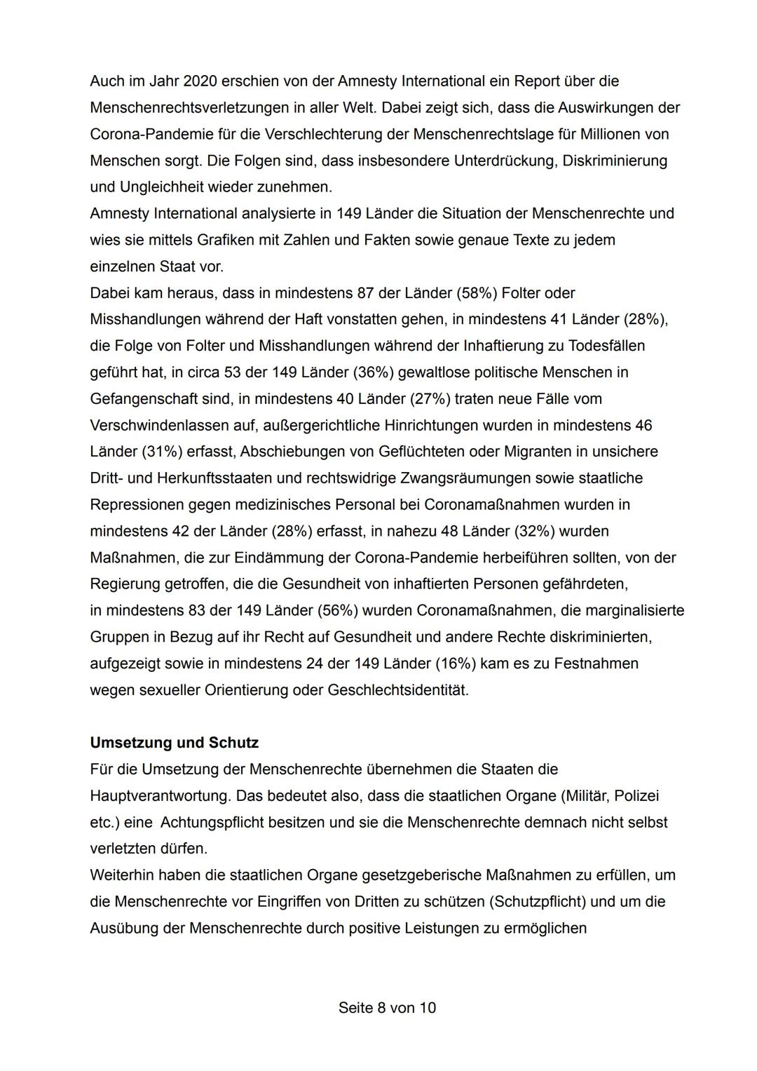 *Name der Schule*
Unterrichtsfach:
Fachlehrer/in:
Schüler/innen:
Abgabedatum:
Menschenrechte und
Menschenrechtsverletzungen weltweit
Seite 1