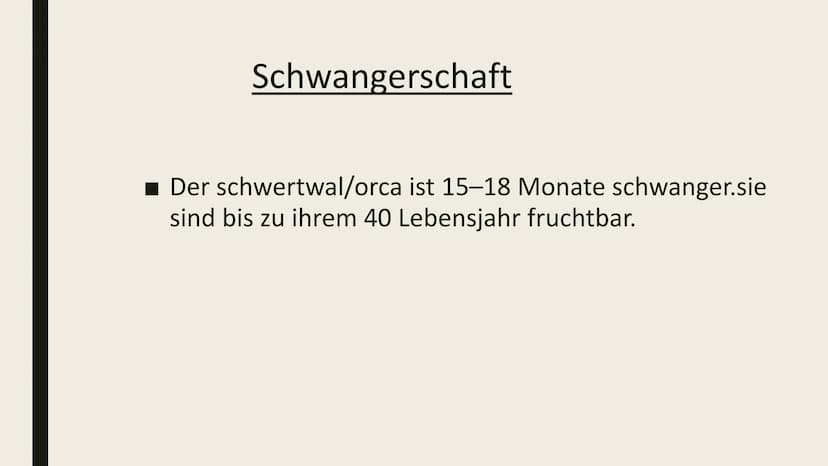DIE ORCA Inhaltsverzeichnis
■ Gewicht/länge
Feinde
■Wie laut sie sind/wie tief sie tauchen
■ Wo sie leben/was sie essen
■ Schwangerschaft Ge