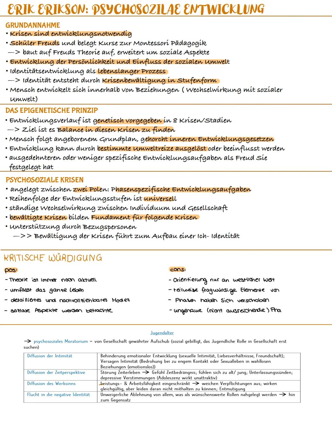 # ERIK ERIKSON: PSYCHOSOZILAE ENTWICKLUNG

GRUNDANNAΗΜΕ

• Krisen sind entwicklungsnotwendig

• Schüler Freuds und belegt Kurse zur Montesso
