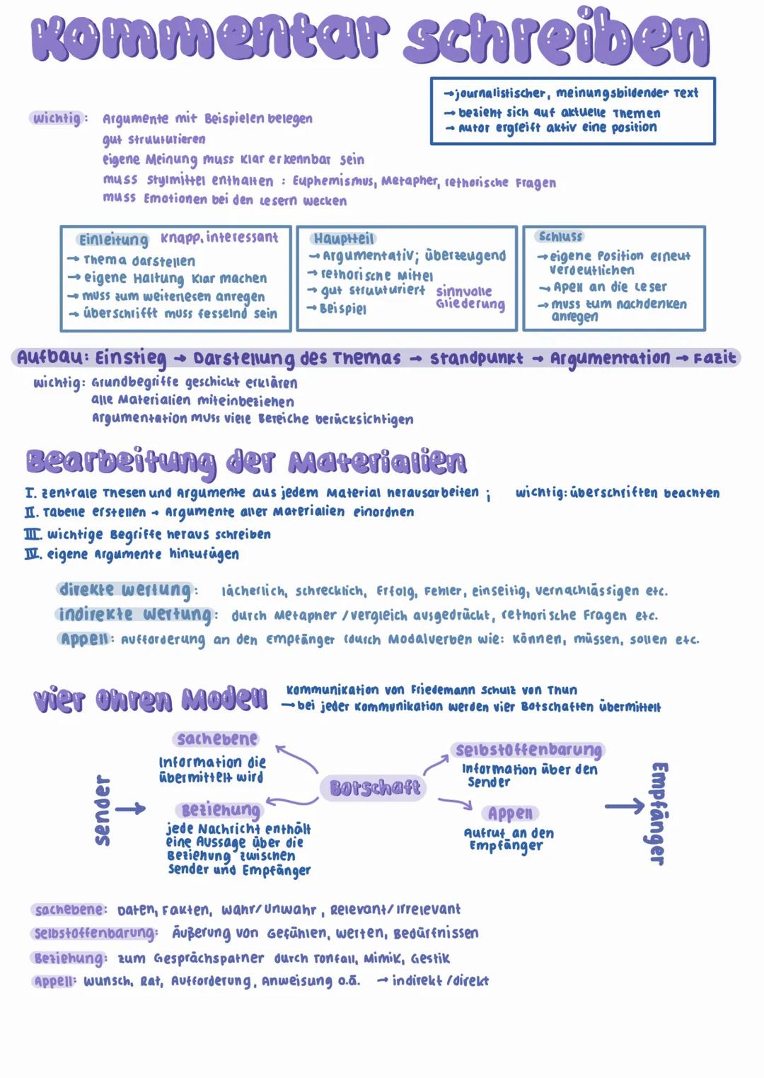 Kommentar schreiben
→journalistischer, meinungsbildender Text
-bezieht sich auf aktuelle Themen
Autor ergreift aktiv eine position
wichtig: 