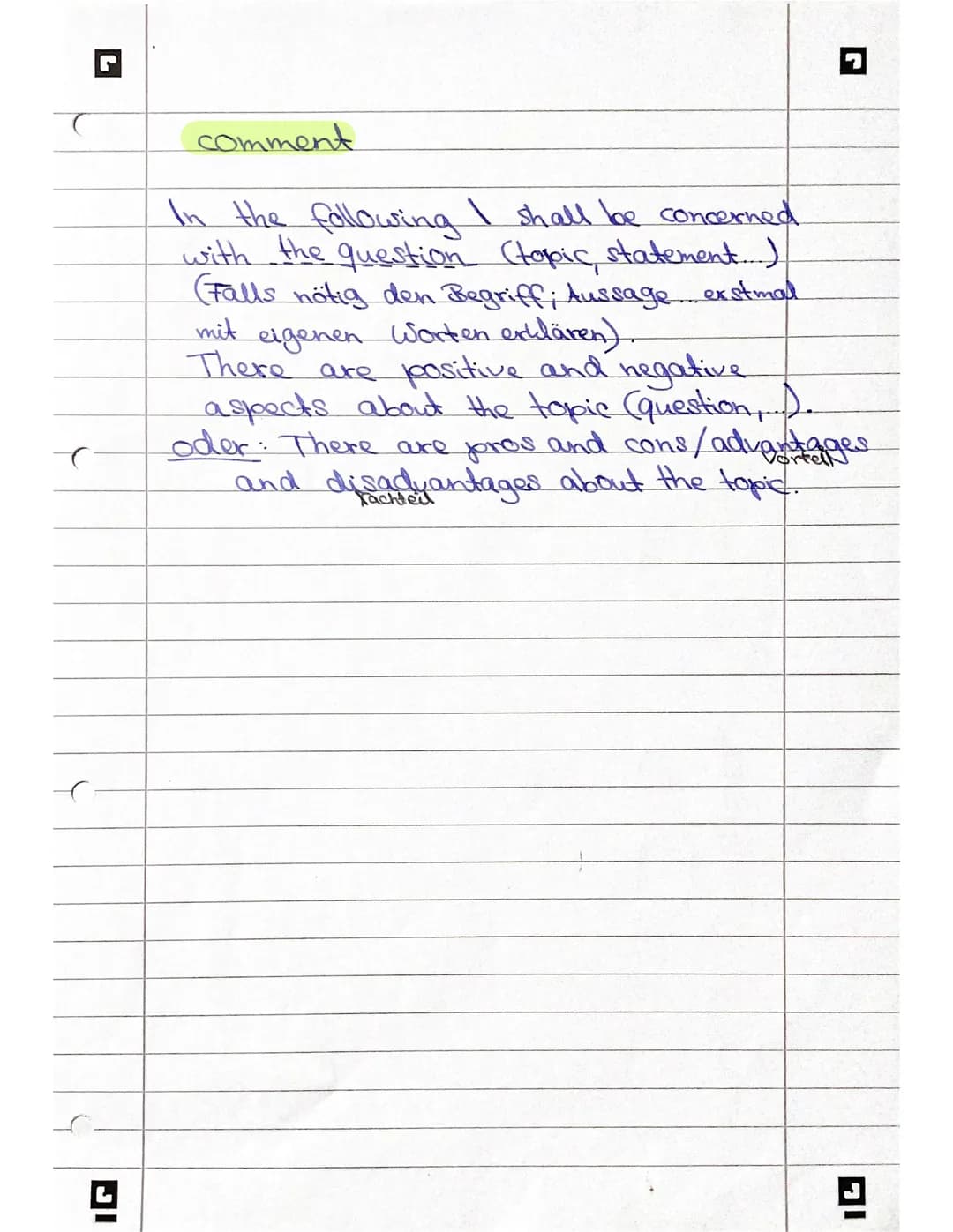 How to write
a comment/Discussion/
personal statement
→ think of phrases / sentences you
need to express your ideas
-
your own statement
pro