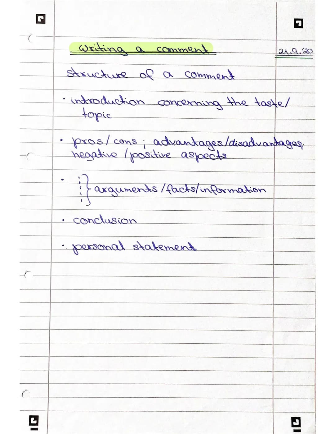 How to write
a comment/Discussion/
personal statement
→ think of phrases / sentences you
need to express your ideas
-
your own statement
pro