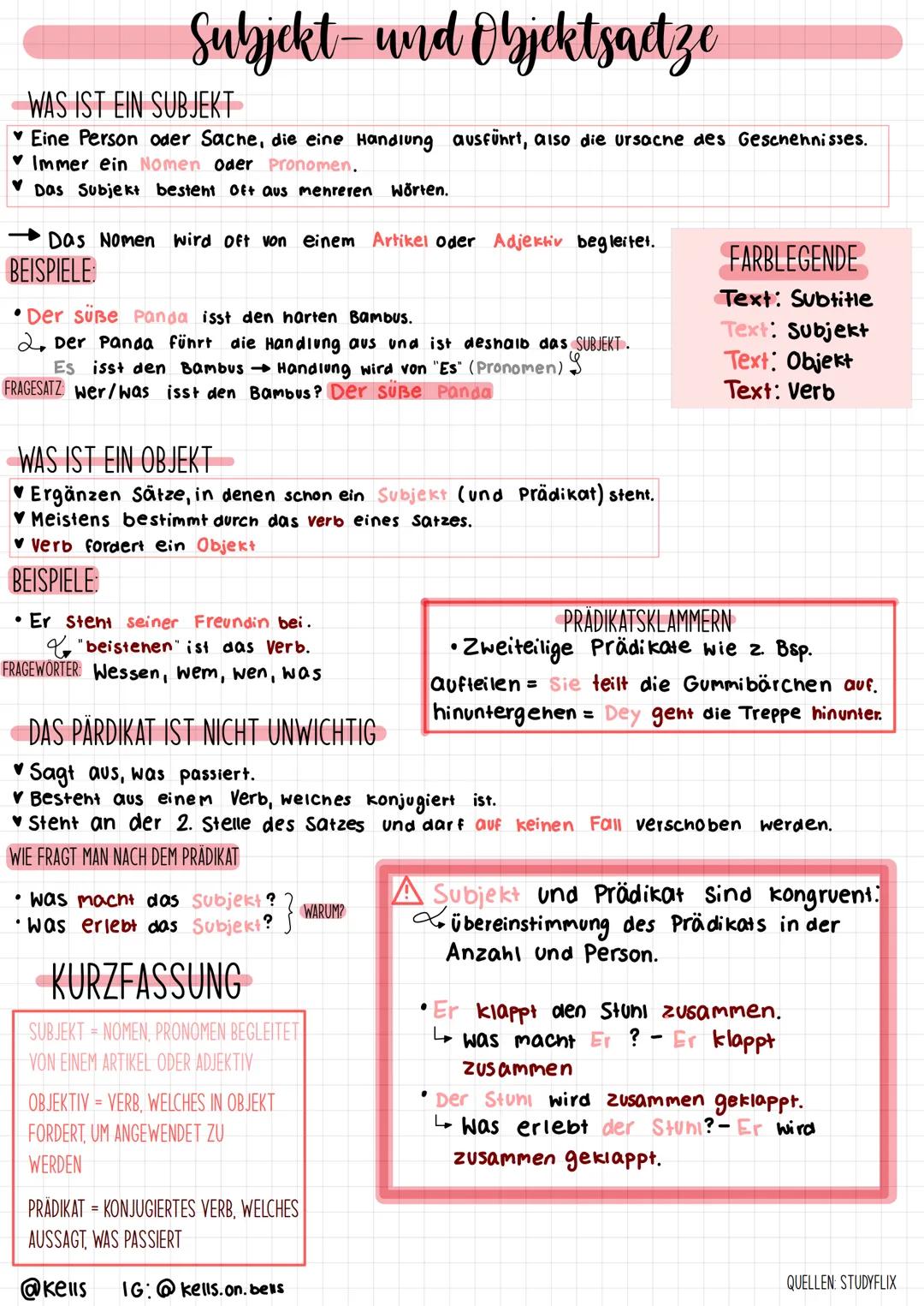 Subjekt- und objektsadze
WAS IST EIN SUBJEKT
Eine Person oder Sache, die eine Handlung ausführt, also die Ursache des Geschehnisses.
Immer e
