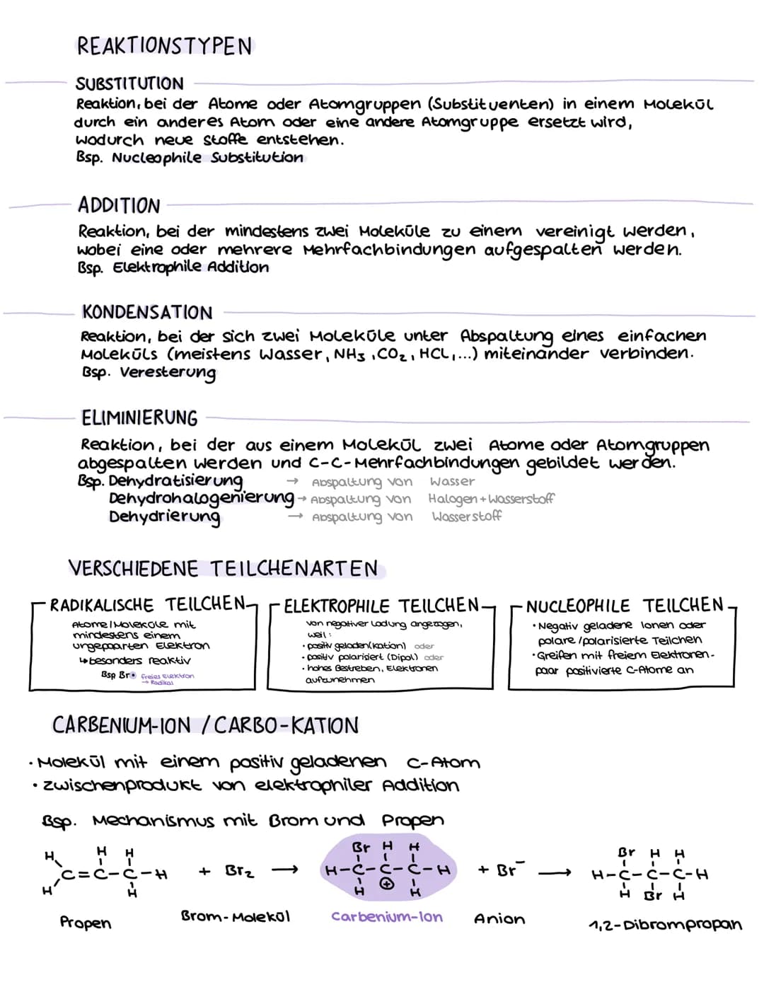 REAKTIONSTYPEN
SUBSTITUTION
Reaktion, bei der Atome oder Atomgruppen (Substituenten) in einem Molekül
durch ein anderes Atom oder eine ander