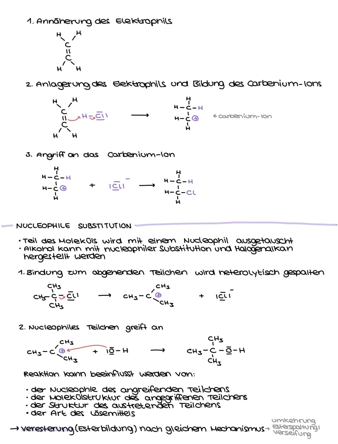 REAKTIONSTYPEN
SUBSTITUTION
Reaktion, bei der Atome oder Atomgruppen (Substituenten) in einem Molekül
durch ein anderes Atom oder eine ander