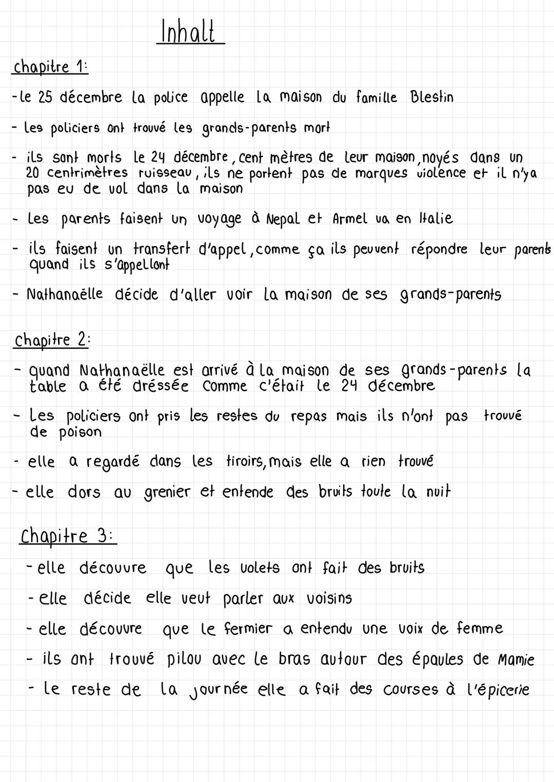 # Inhalt

chapitre 1:

- le 25 décembre la police appelle la maison du famille Blestin

- Les policiers ont trouvé les grands-parents mort


