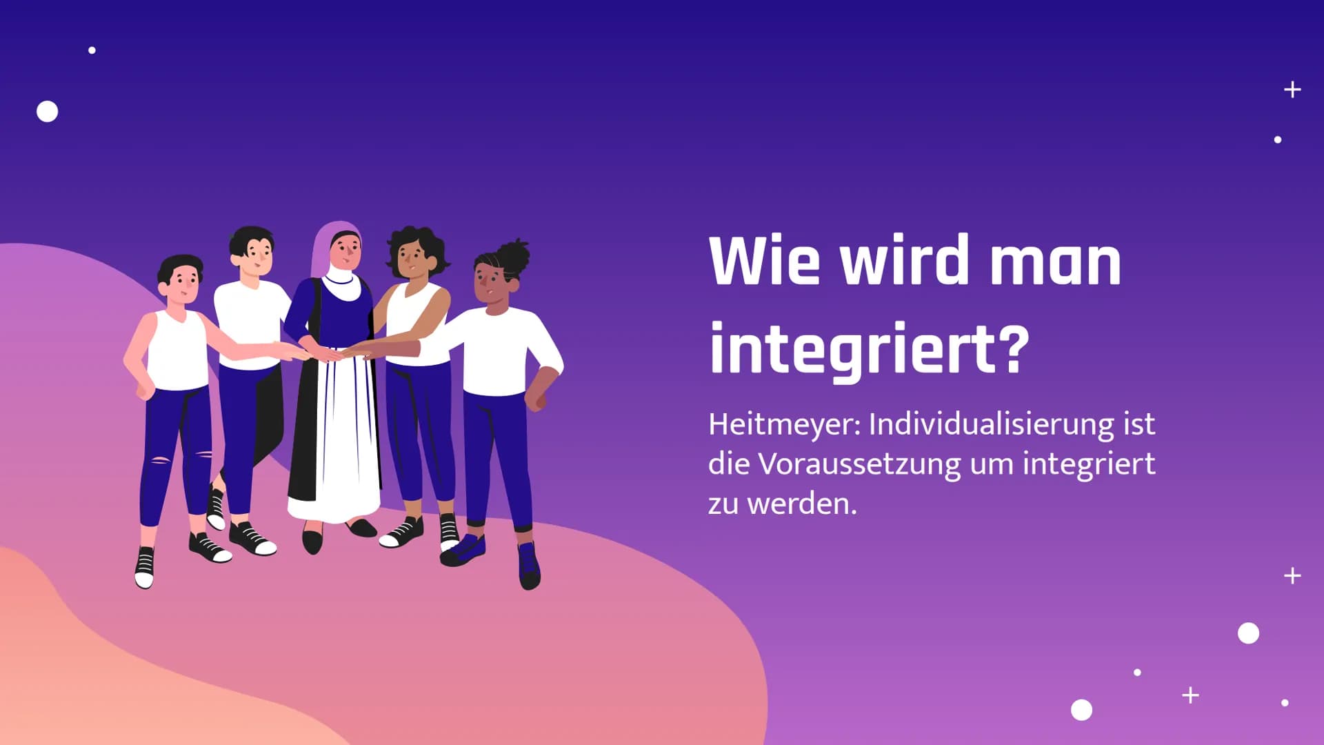 Desintegrations-
Verunsicherungs-
Gewalt Konzept
Heitmeyer
Cynthia D. Schömer
70
+ 01
Integration /
Desintegration
Integrationsdimesionen/
D