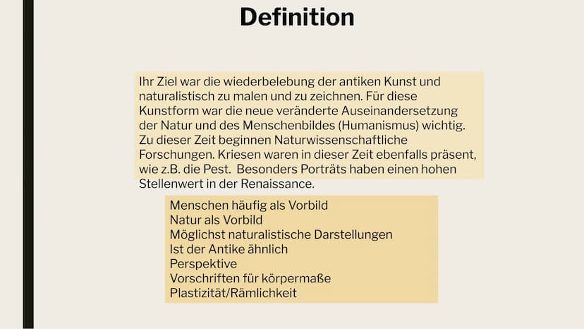 KUNST
PRÄSENTATION!
Leonie Silas Sonja 1. Beispiele Renaissance
2. Zeitliche Einordnung
Begriff/Herkunft
3. Darstellung
4. Künstler
Barock
I